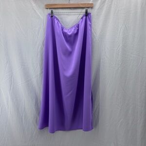 Maggie Sweet Lavender Slip Skirt Lightweight Crepe Pull On Midi Large Vintage